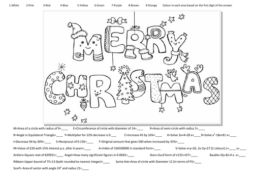 Gcse Christmas Colouring Activity Teaching Resources