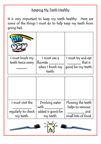 Keeping Teeth Healthy Worksheet by dazayling - Teaching Resources - Tes