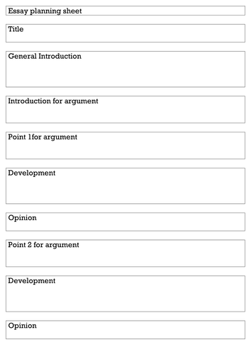 argumentative essay planning sheet