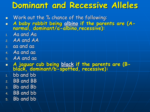 Dominant And Recessive Alleles Teaching Resources