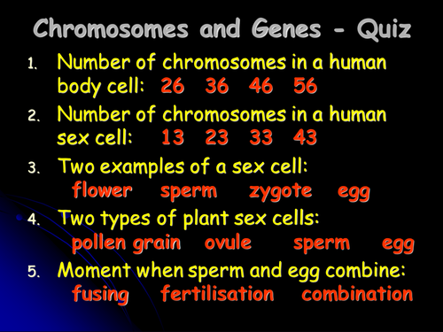 Chromosomes and gene quiz | Teaching Resources