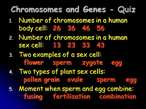 Chromosomes and gene quiz