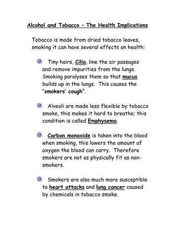 Alcohol and tobacco sheet