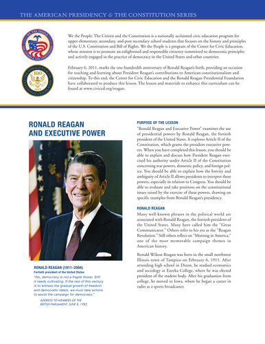Ronald Reagan and Executive Power