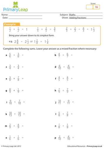 adding fractions teaching resources