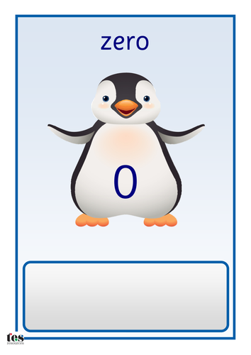 Large Penguin Number Cards 0-20