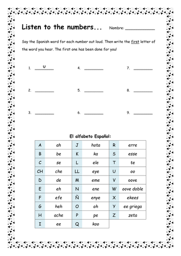 Alphabet In Spanish Worksheet