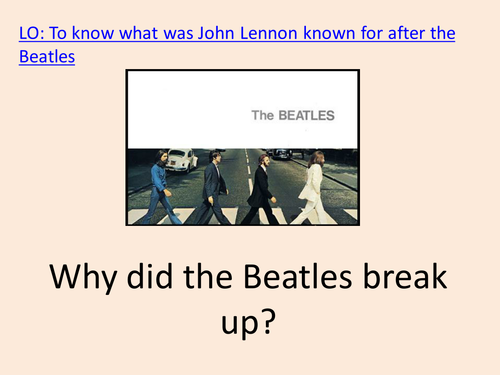 John Lennon QCA Topic Unit Life of a Famous Person