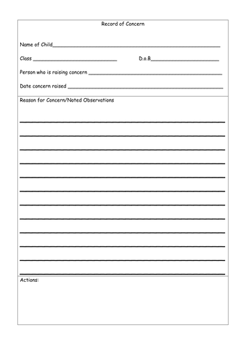 SEN Record of Concern form