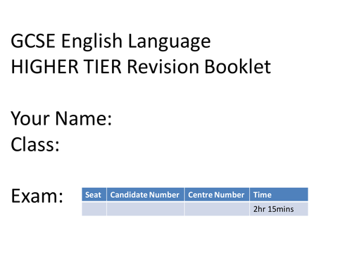 GCSE English Language Revision Resources