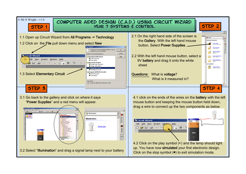 year 7 introduction to Circuit Wizard