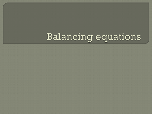 Balancing equations demo