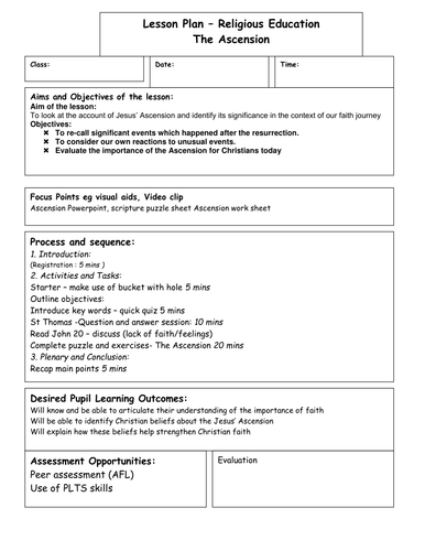 Ascension by jacquiepoole - Teaching Resources - Tes
