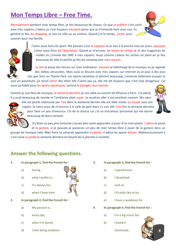 Composition about sports in french picture