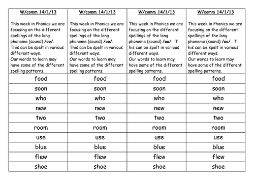 /oo/ alternative graphemes