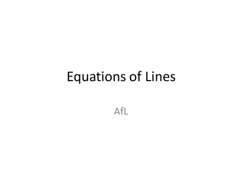 AfL Equations of Lines