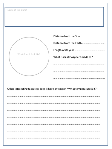 Planet Fact File Research task by penny_corp - Teaching Resources - Tes