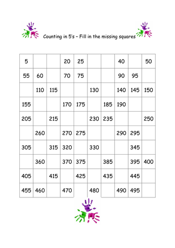 counting in 5s number square teaching resources