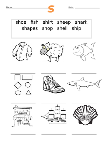 First Sh Words Worksheet Sh By Barang Teaching Resources