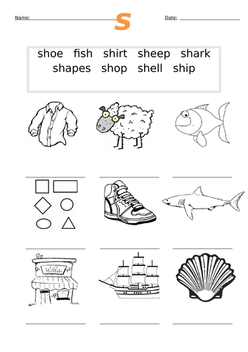 First sh Words Worksheet sh | Teaching Resources