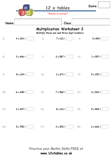 Multiplying 1 digit numbers by....