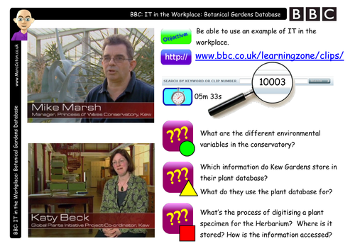 BBC Clip: Watch & Discuss: Kew Gardens Databases