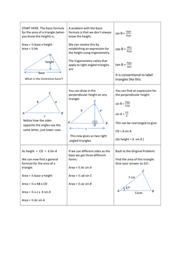 The Area of a Triangle Using Sine