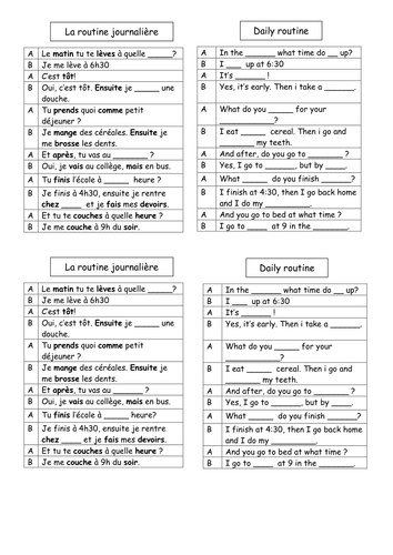 daily routine | Teaching Resources