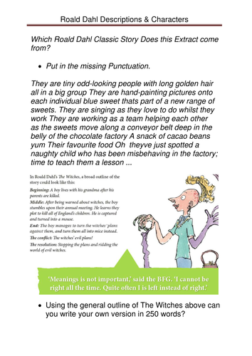 character creation & imagination like Mr Dahl