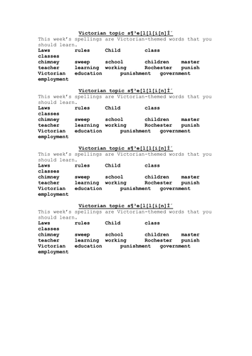 Victorian topic spellings