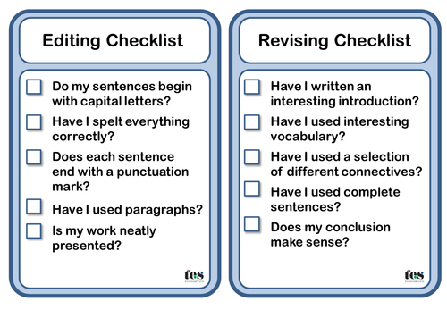 SPaG - Writing Checklists