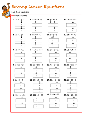 Solving Linear Equations Worksheet By Floppityboppit Teaching