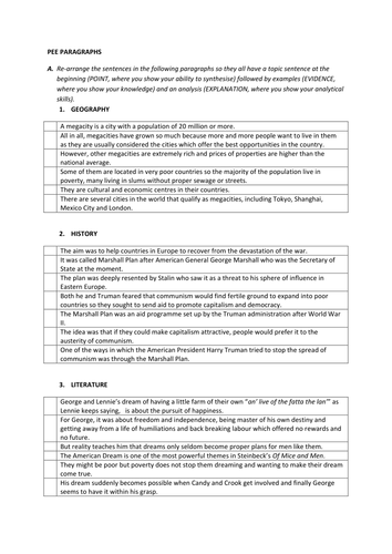 PEE PARAGRAPHS | Teaching Resources