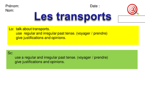 les transports ppt tutorial,worksheet and plenary