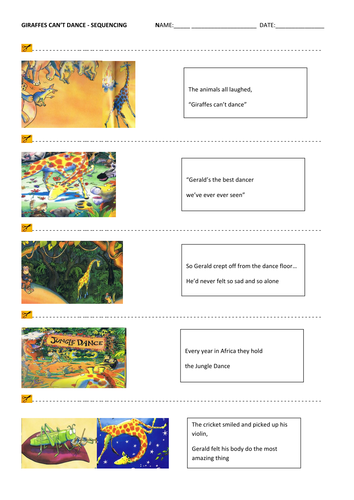 Giraffes Can't Dance - Sequencing | Teaching Resources