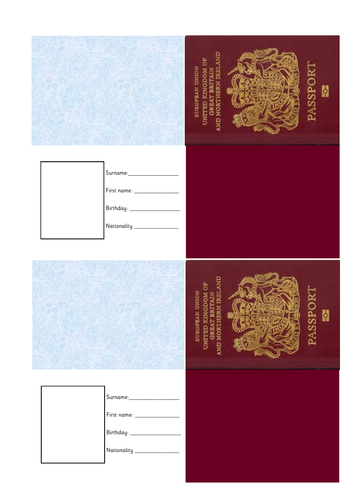 Template of UK passport