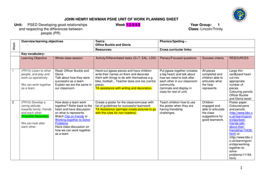 5 Week Unit on friendships and communication