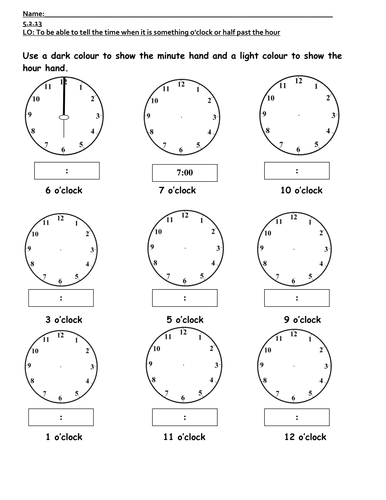 Digital and analouge o'clock and half past times | Teaching Resources