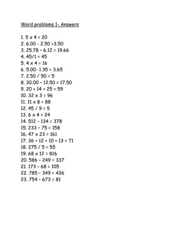 Year 3 and 4 word problems