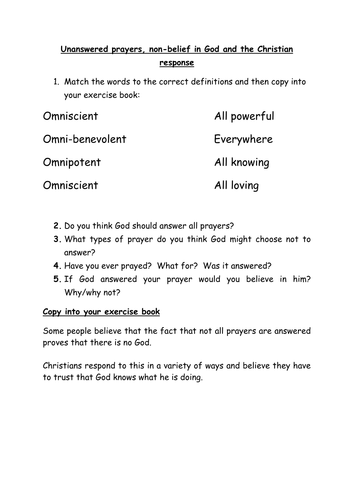 Unanswered prayers and the Christian response