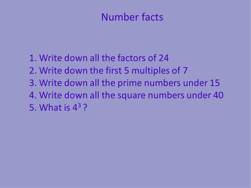Revision Quiz - on number and constructions