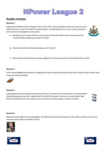 Premier League Maths L2 - Fractions