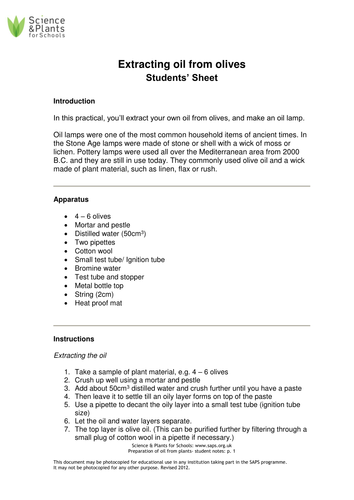 Extracting oils from plants
