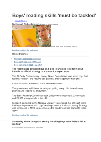 Boys and achievement