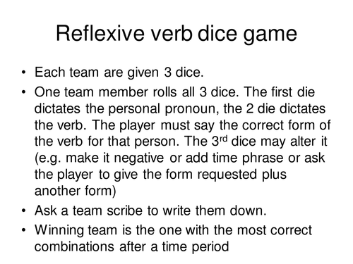 Reflexive verbs - dice game