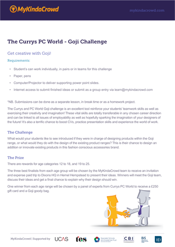 The MyKindaCrowd Currys/PC World Goji Challenge