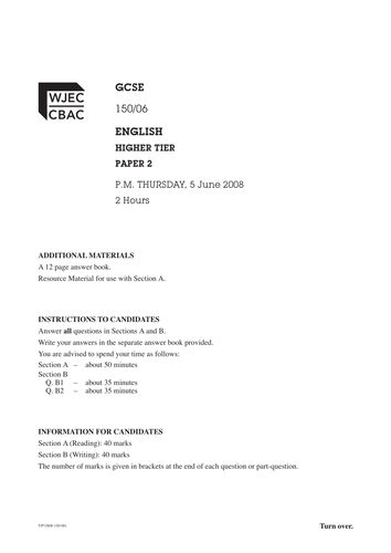 Wjec Reading Prep Lesson Teaching Resources