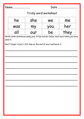 Phase 3 Tricky word worksheets | Teaching Resources