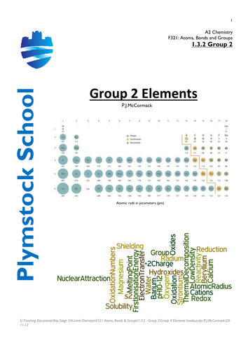 Chemistry: Group 2 Elements - Notes
