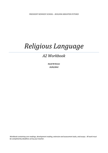 Religious Language - A2 Philosophy Workbook